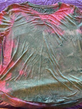 Green Pink Tie Dye Shirt 4XL Plus Size Oversized Colorful Tee
